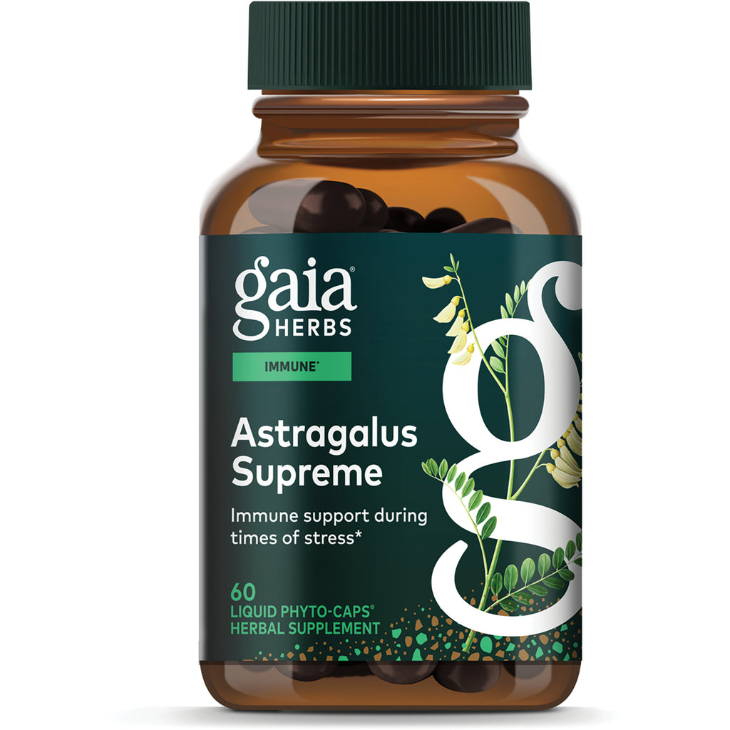 GH002 | Gaia Herbs Astragalus Supreme supplement bottle, 60 vegan liquid phyto-caps labeled Immune Support - Thumbnail