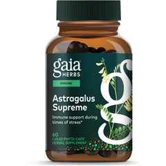 GH002 | Gaia Herbs Astragalus Supreme supplement bottle, 60 vegan liquid phyto-caps labeled Immune Support