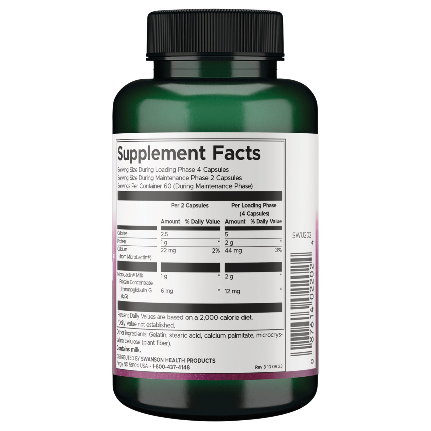 SWU202 | Back label with Supplement Facts panel and barcode