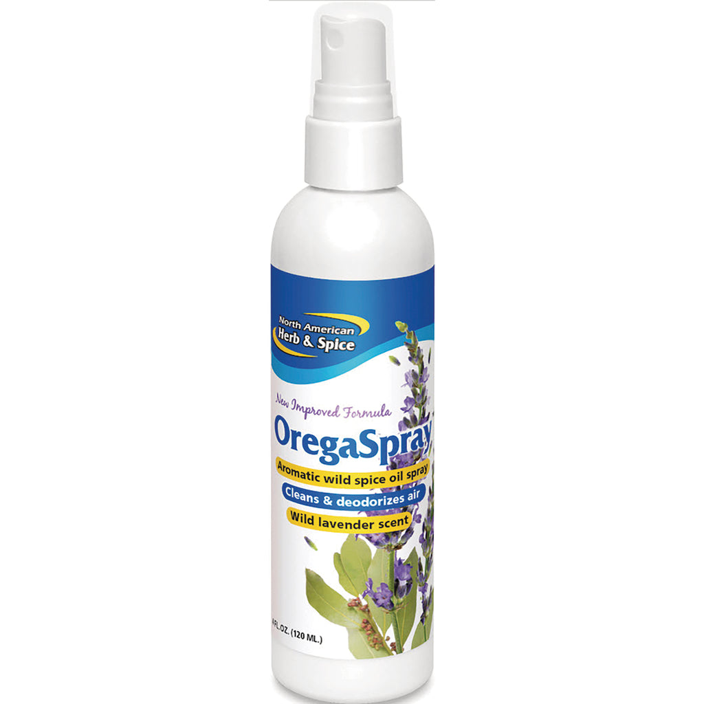 NHS015 | OregaSpray aromatic wild spice oil spray, white pump bottle labeled wild lavender 120 mL - Thumbnail
