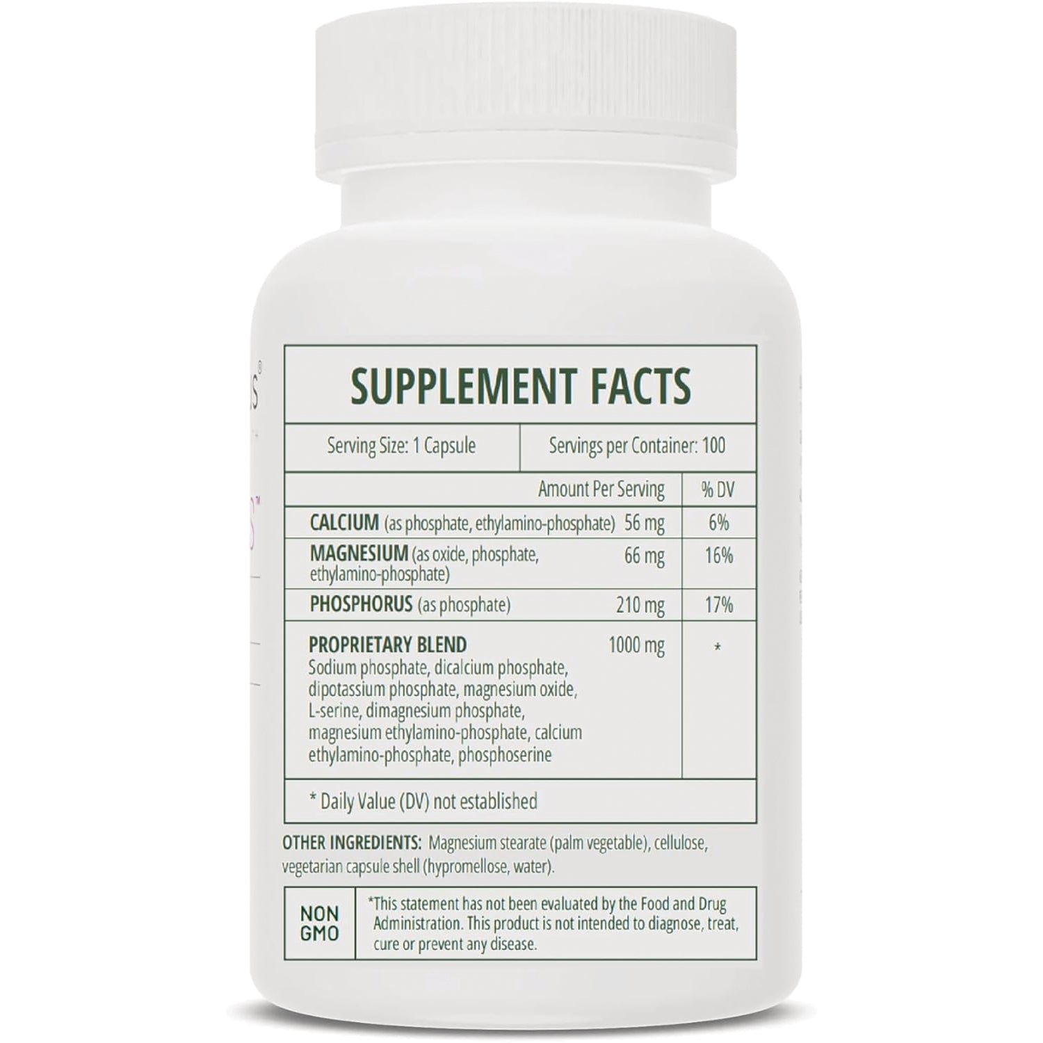 ITP001 | back label showing Supplement Facts panel with serving size 1 capsule and ingredient amounts