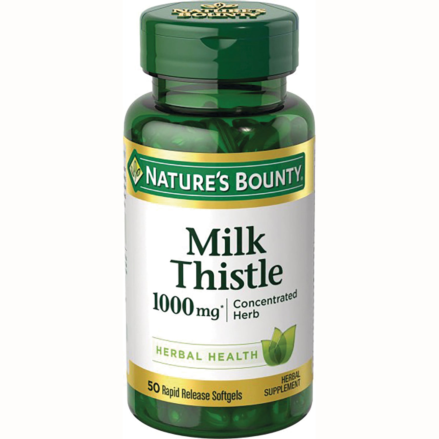 NBY091 | Nature's Bounty Milk Thistle 1000 mg bottle, 50 rapid release softgels