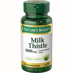 NBY091 | Nature's Bounty Milk Thistle 1000 mg bottle, 50 rapid release softgels