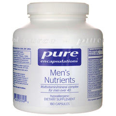 PRN180 | White bottle of Pure Encapsulations Men's Nutrients multivitamin 180 capsules front label