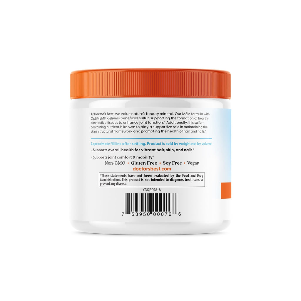 DB140 | Back label showing MSM supplement benefits, disclaimer and barcode - Thumbnail