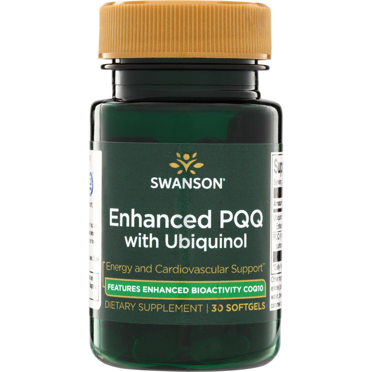 SWU945 | Swanson Enhanced PQQ with Ubiquinol supplement bottle, 30 softgels, green label