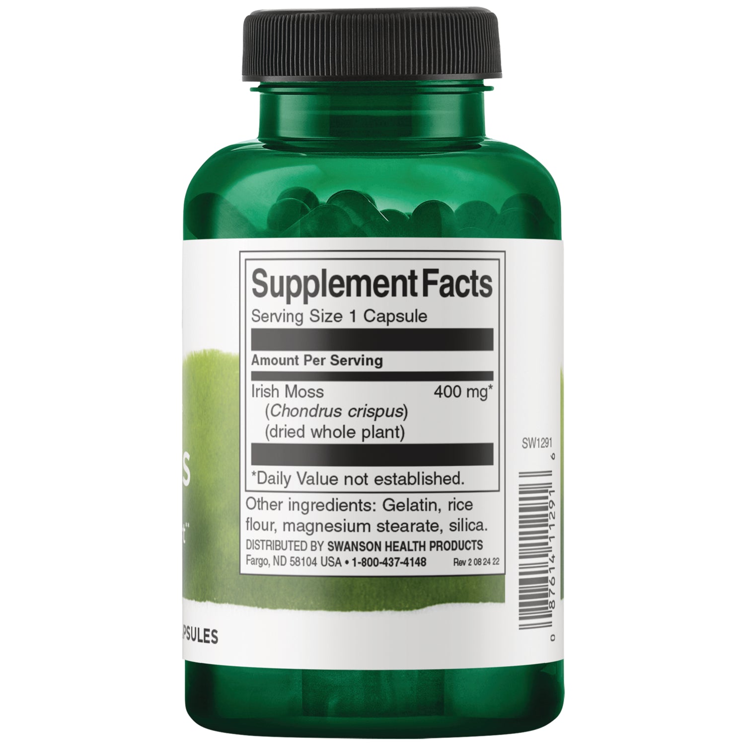 SW1291 | Back label with supplement facts and serving information