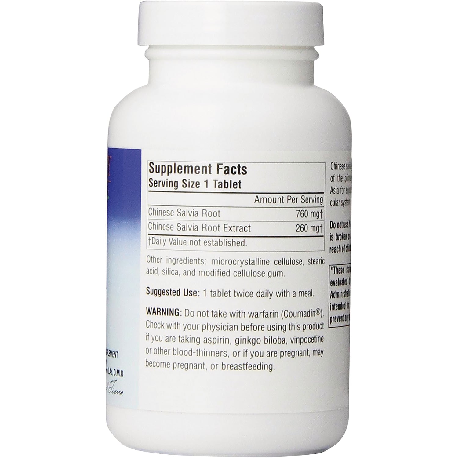PF173 | back label showing Supplement Facts panel, ingredient amounts, suggested use and warning on white bottle