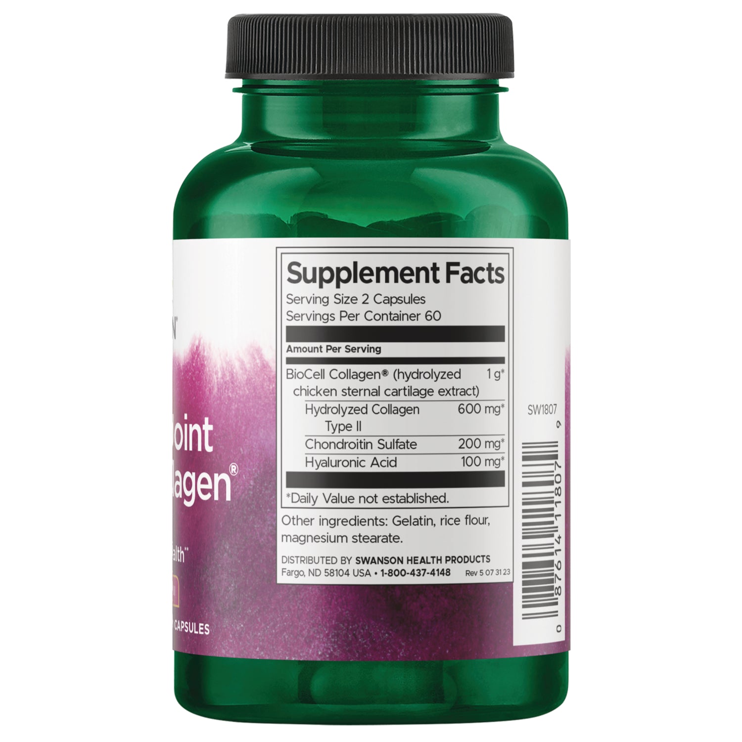 SW1807 | Back label with Supplement Facts
