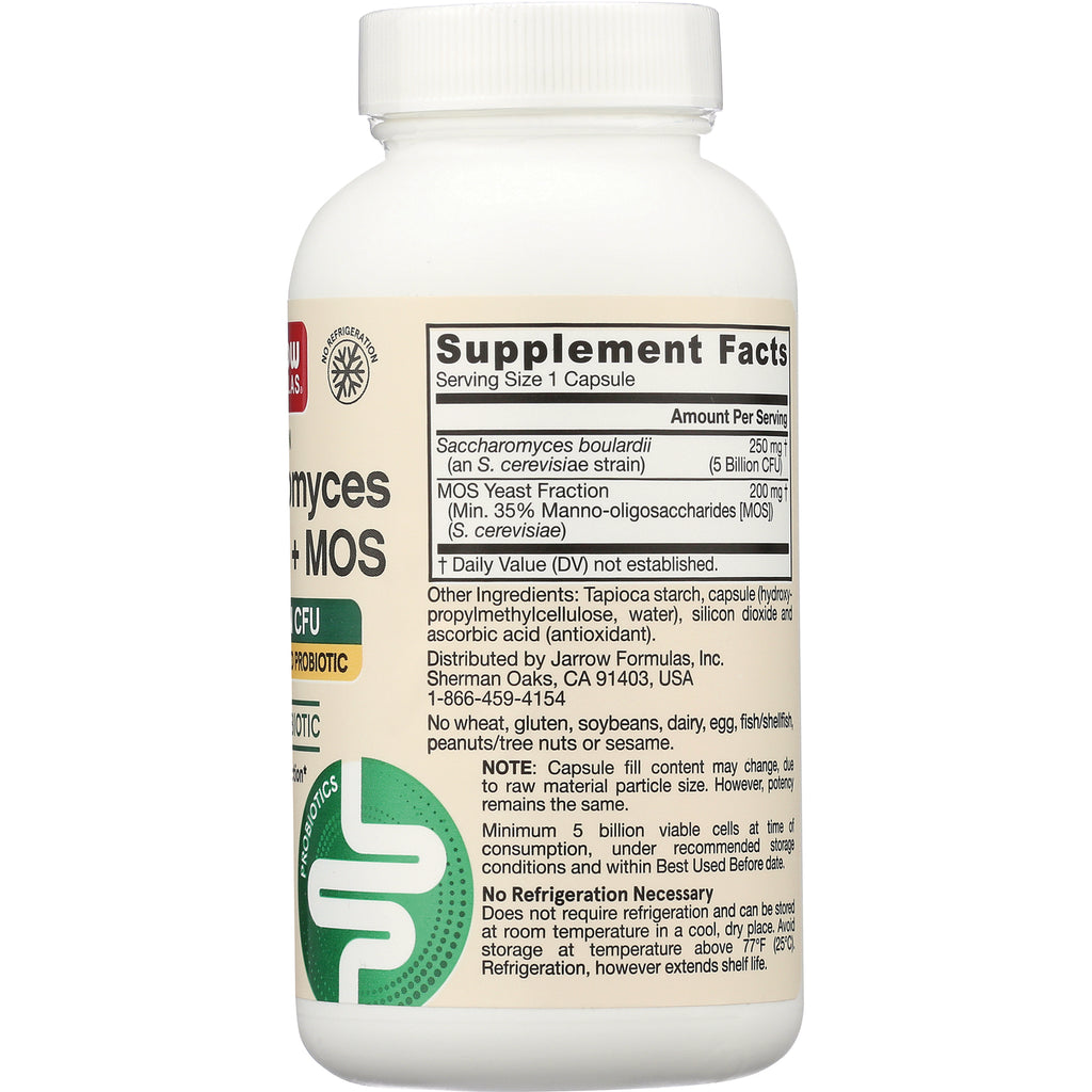 JR095 | Back of white supplement bottle showing Supplement Facts panel, ingredients, distributor and no refrigeration necessary note - Thumbnail