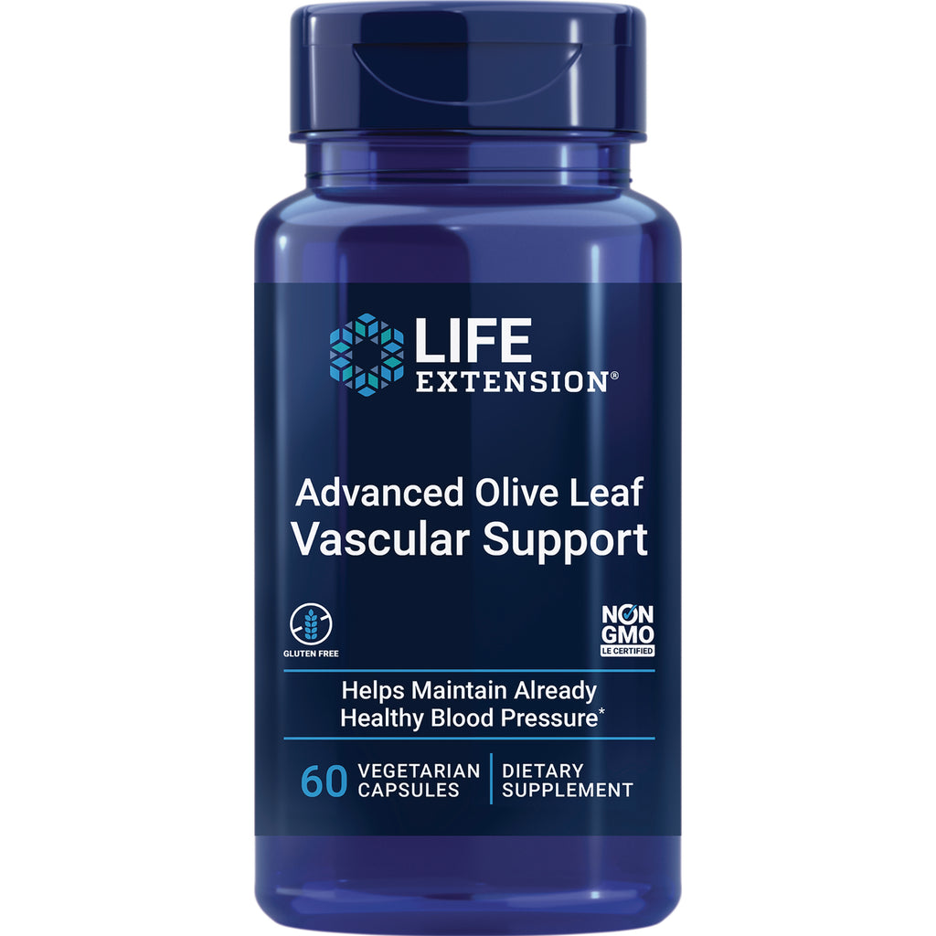 LE319 | Life Extension Advanced Olive Leaf Vascular Support supplement bottle, 60 vegetarian capsules - Thumbnail