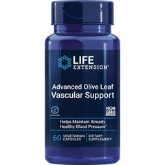 LE319 | Life Extension Advanced Olive Leaf Vascular Support supplement bottle, 60 vegetarian capsules