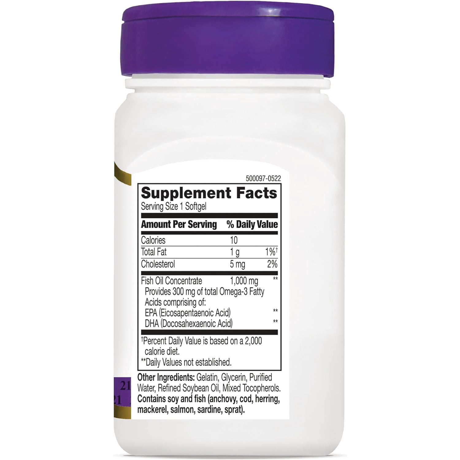 CNT116 | back of white supplement bottle showing Supplement Facts panel, nutrition facts and other ingredients, Serving Size 1 Softgel