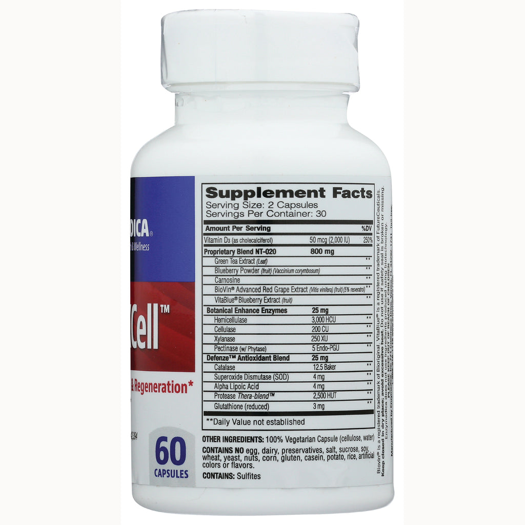 EMD041 | back of white supplement bottle showing Supplement Facts panel and 60 capsules label - Thumbnail