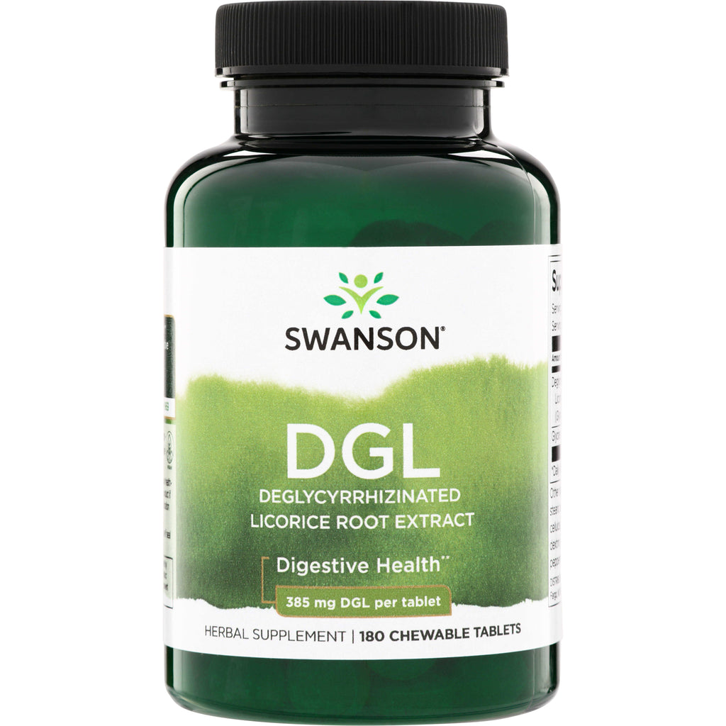 SWH154 | Swanson DGL deglycyrrhizinated licorice root extract, 385 mg per tablet, 180 chewable tablets - Thumbnail
