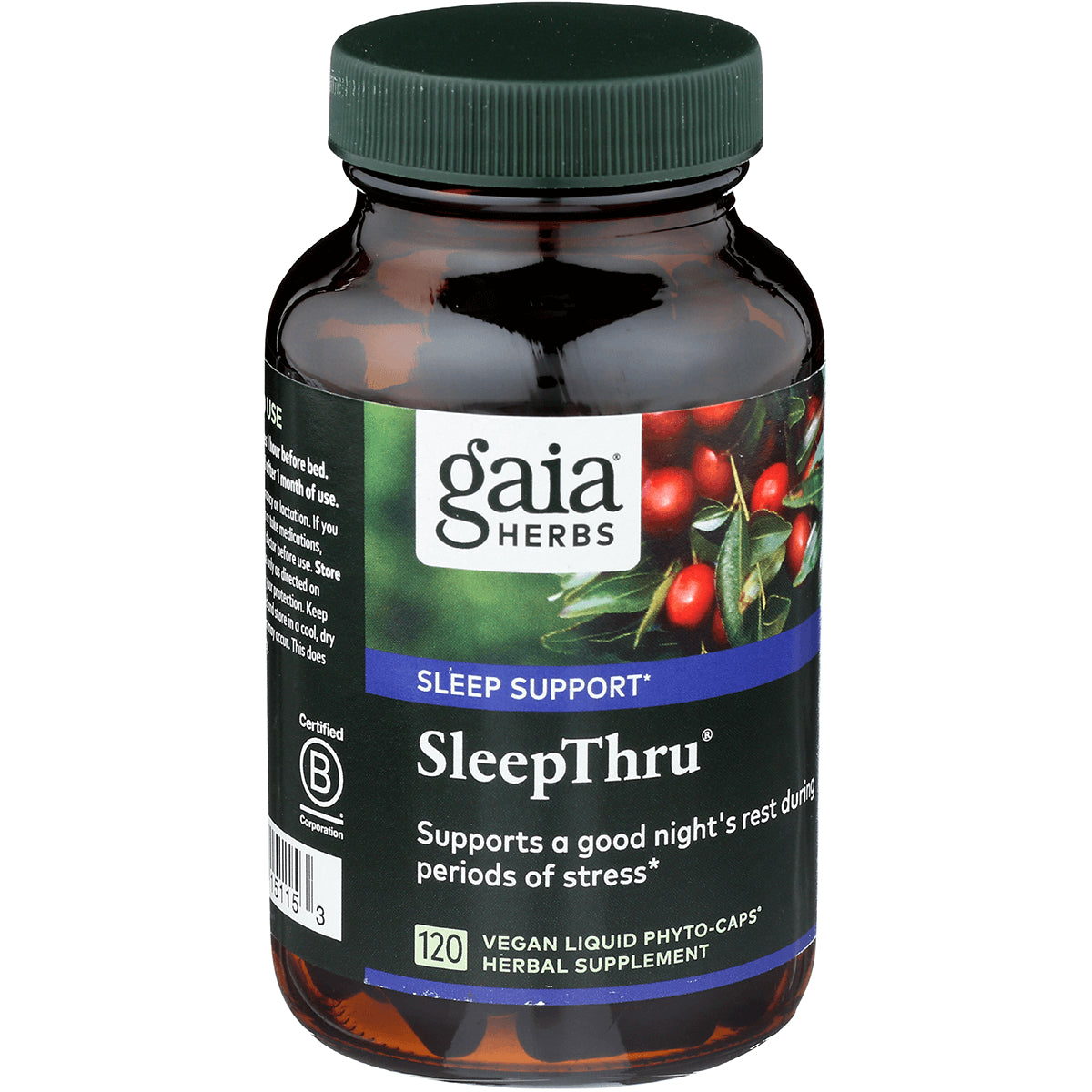 GH134 | Gaia Herbs SleepThru supplement bottle, 120 vegan liquid phyto-caps, sleep support