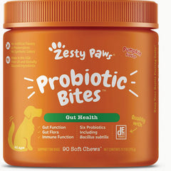 ZPW006 | Zesty Paws Probiotic Bites for dogs, Gut Health, Pumpkin flavor, 90 soft chews