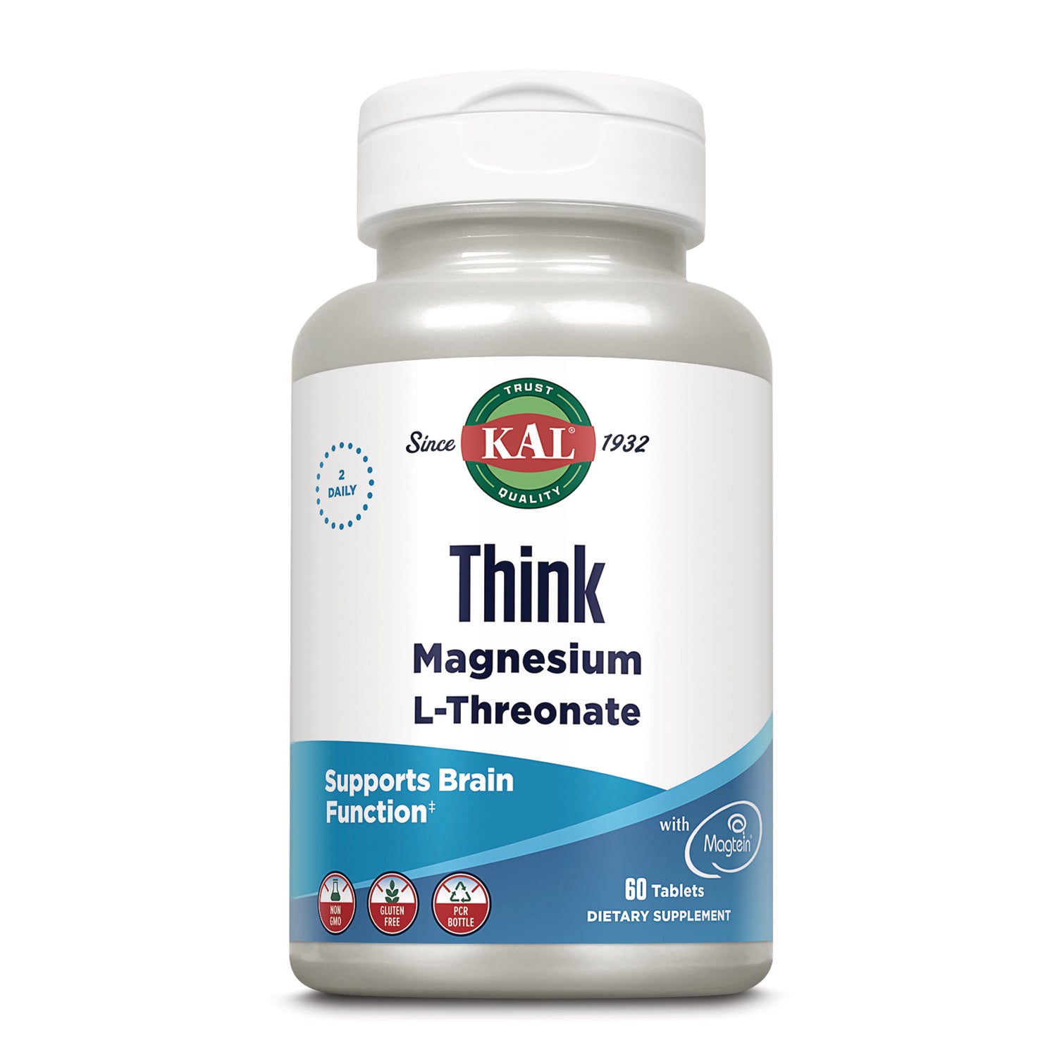 KL578 | KAL Think Magnesium L-Threonate supplement bottle, 60 tablets, supports brain function