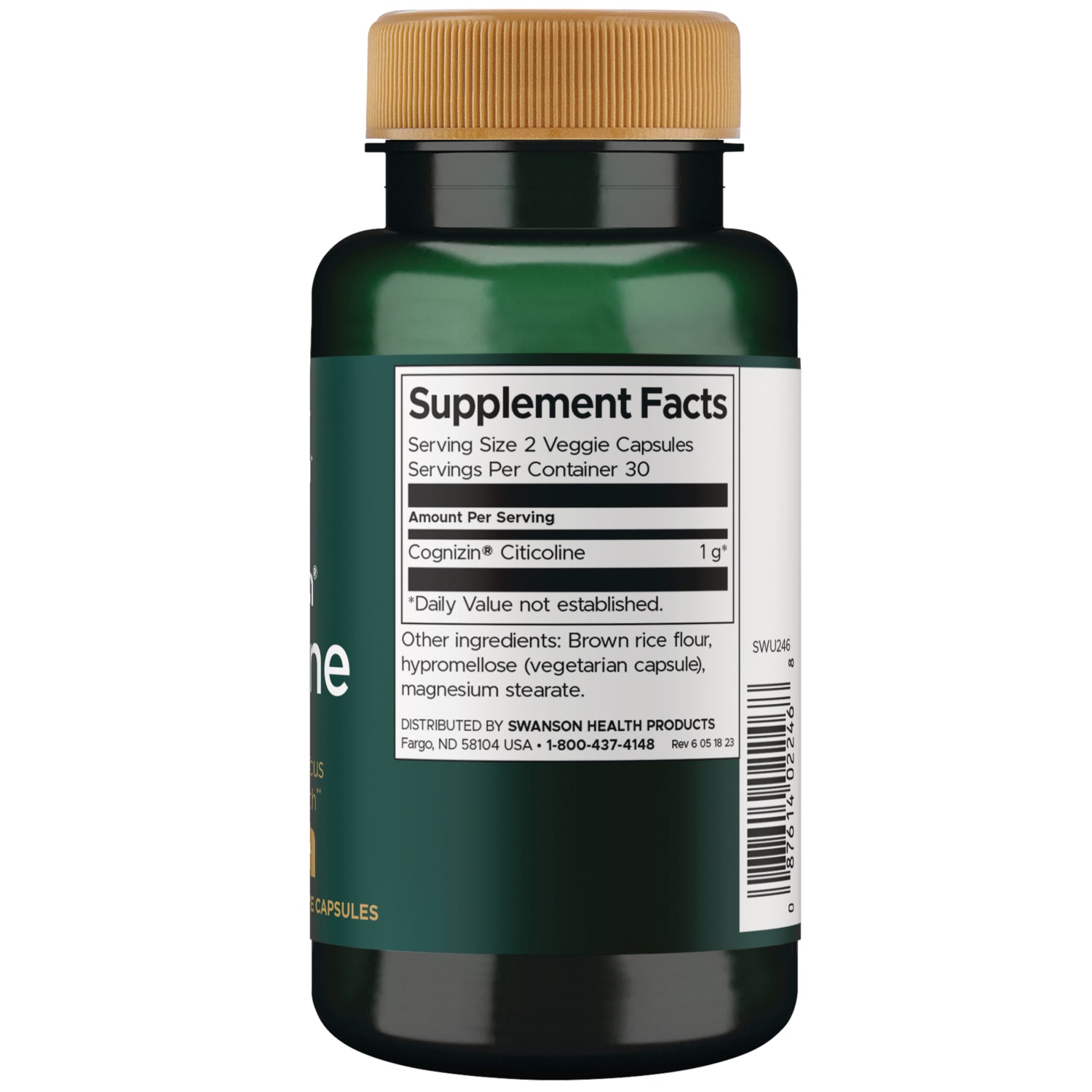 SWU246 | Supplement Facts panel: Serving Size 2 veggie capsules; Cognizin Citicoline 1 gram