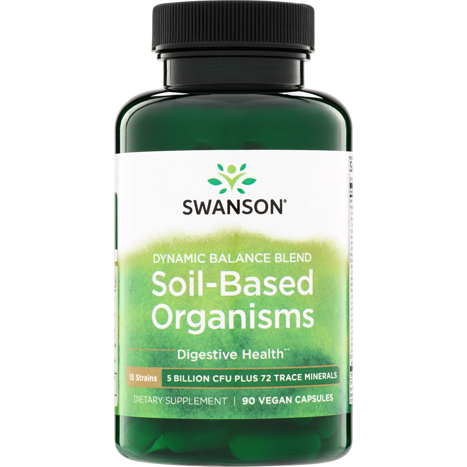 SWU1059 | Swanson Soil-Based Organisms probiotic, Dynamic Balance Blend, 5 Billion CFU, 90 vegan capsules, Digestive Health