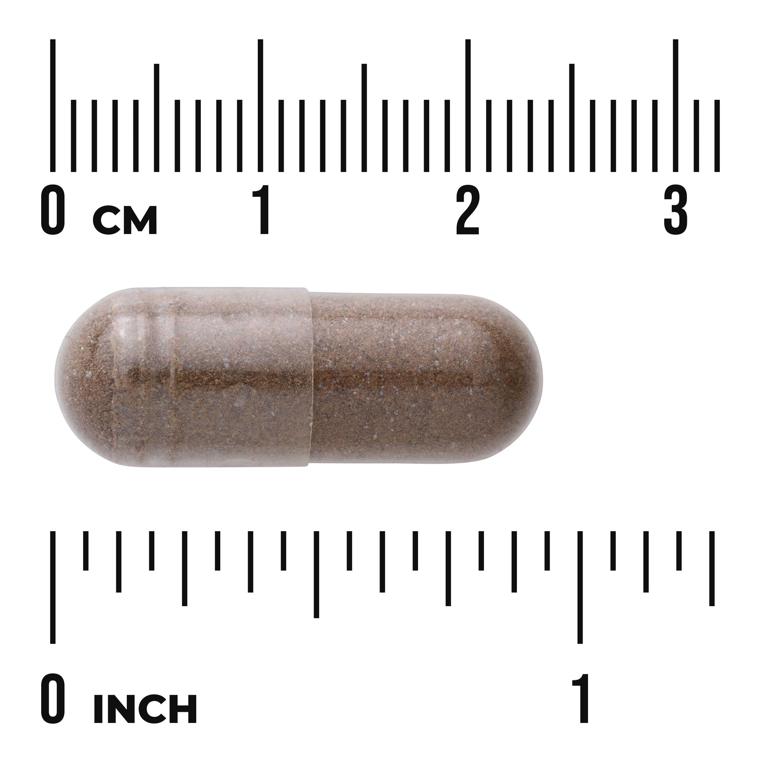 SW1652 | Brown capsule with size reference in cm and inches