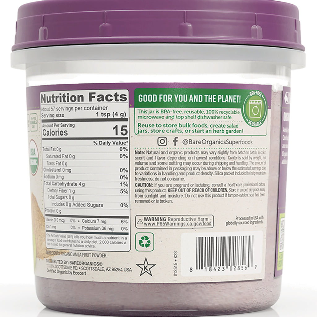 BOR023 | back label showing Nutrition Facts, product details, recycling icons and barcode on purple-lidded tub - Thumbnail