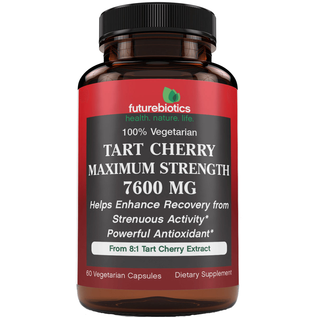 FB086 | Futurebiotics Tart Cherry maximum strength 7600 mg bottle, 60 vegetarian capsules
