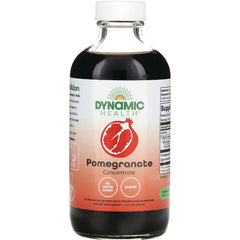 DYH019 | Dynamic Health Pomegranate Concentrate bottle front label showing logo and No Added Sugar Kosher