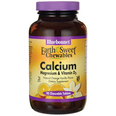 BLU139 | Bluebonnet EarthSweet Chewables Calcium with Magnesium and Vitamin D3 natural orange vanilla flavor, 90 chewable tablets