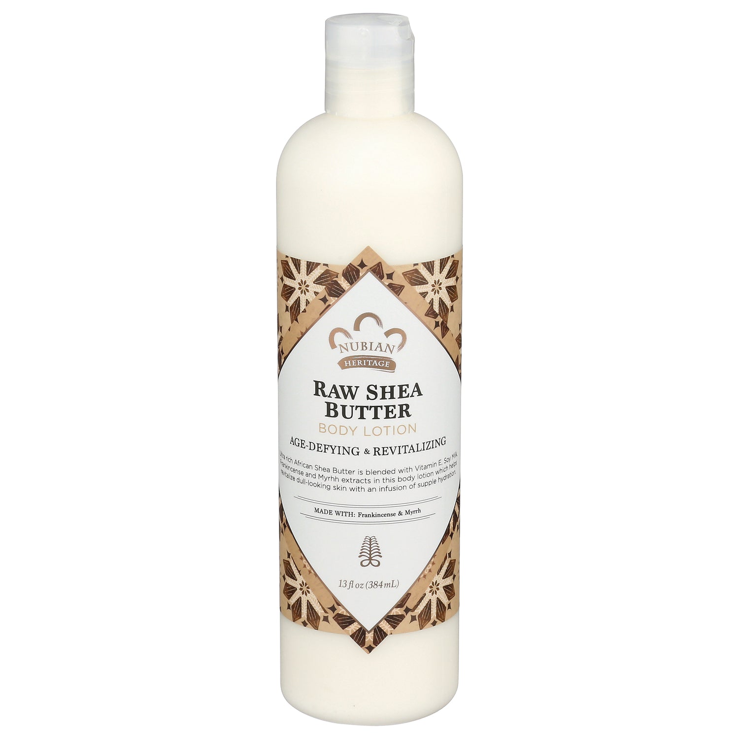 NBH047 | Nubian Heritage Raw Shea Butter body lotion 13 fl oz white bottle front label