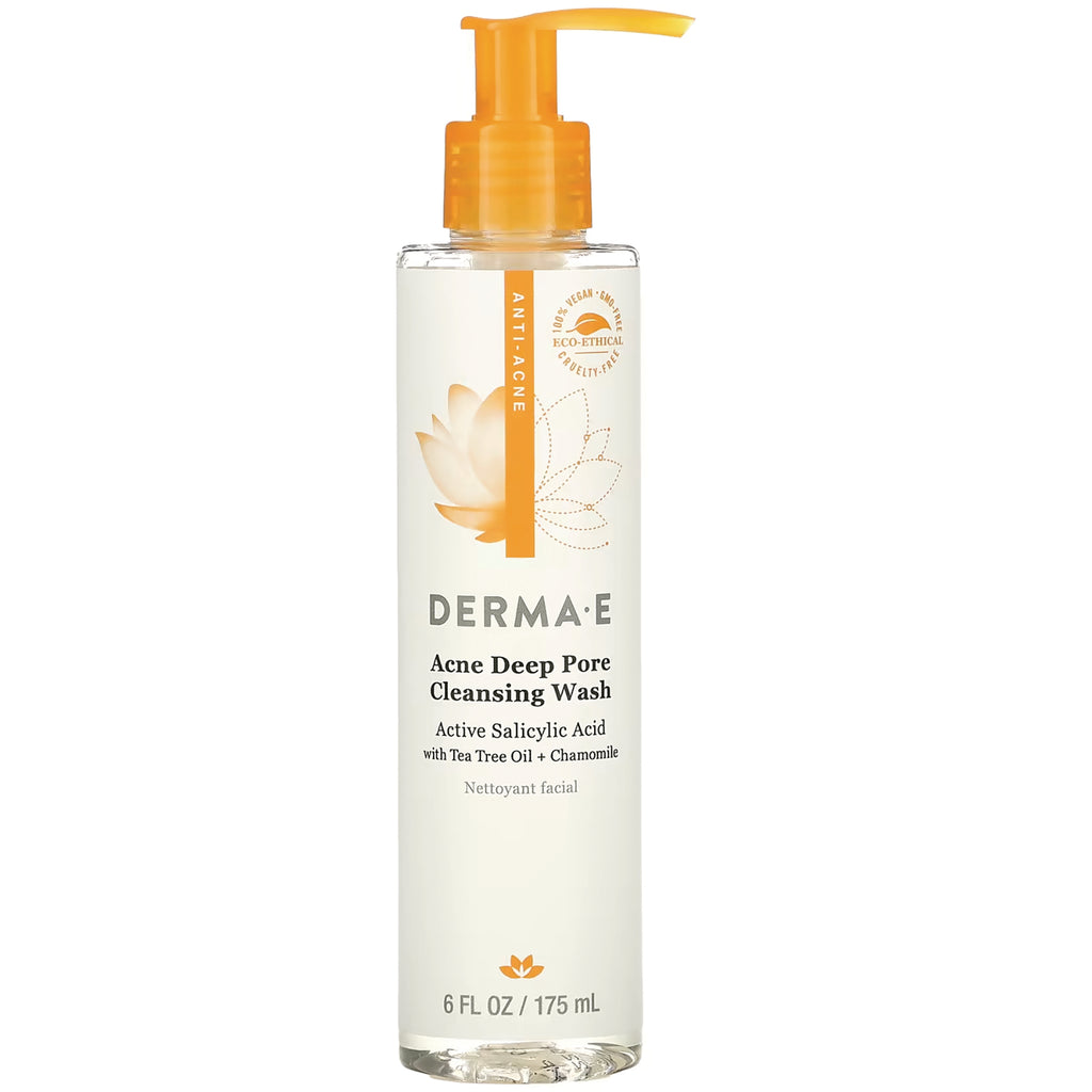 DE042 | DERMA E Acne Deep Pore Cleansing Wash pump bottle, Active Salicylic Acid with Tea Tree Oil + Chamomile, 6 FL OZ - Thumbnail