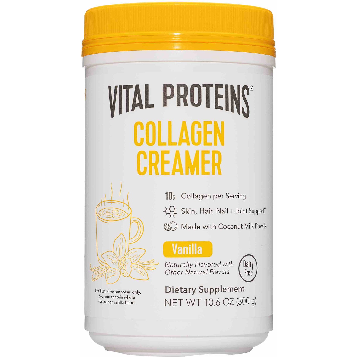 VPR004 | Vital Proteins Collagen Creamer Vanilla, front of 10.6 oz (300 g) tub, Dairy Free