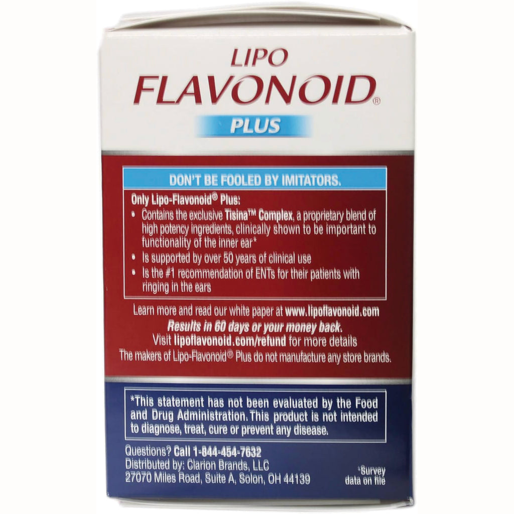 DSE008 | Back of Lipo Flavonoid Plus box showing product claims, refund info, and FDA disclaimer - Thumbnail