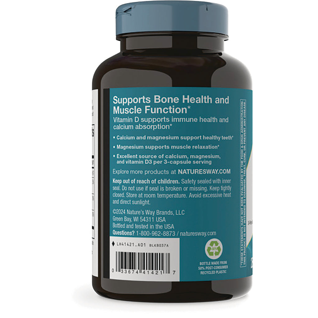 NW373 | back label of supplement bottle showing Supports Bone Health and Muscle Function text, barcode and warnings - Thumbnail