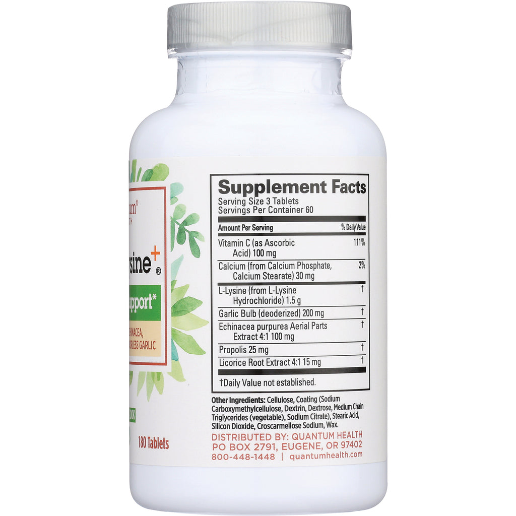 QU029 | back of white supplement bottle showing Supplement Facts panel and ingredient list - Thumbnail