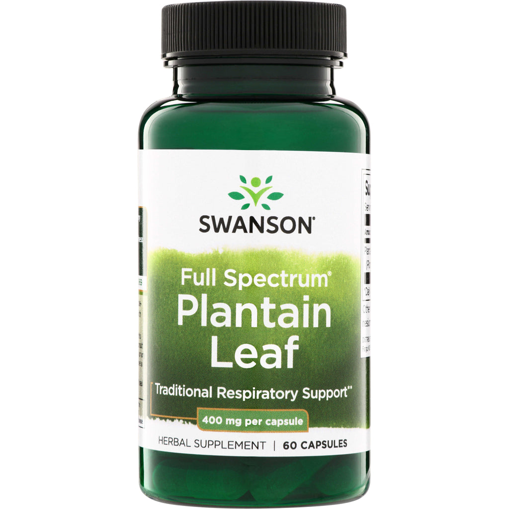 SW1269 | Swanson Full Spectrum Plantain Leaf supplement, 400 mg per capsule, 60 capsules - Thumbnail