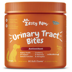 ZPW003 | Zesty Paws Urinary Tract Bites for dogs, chicken flavor antioxidant, 90 soft chews