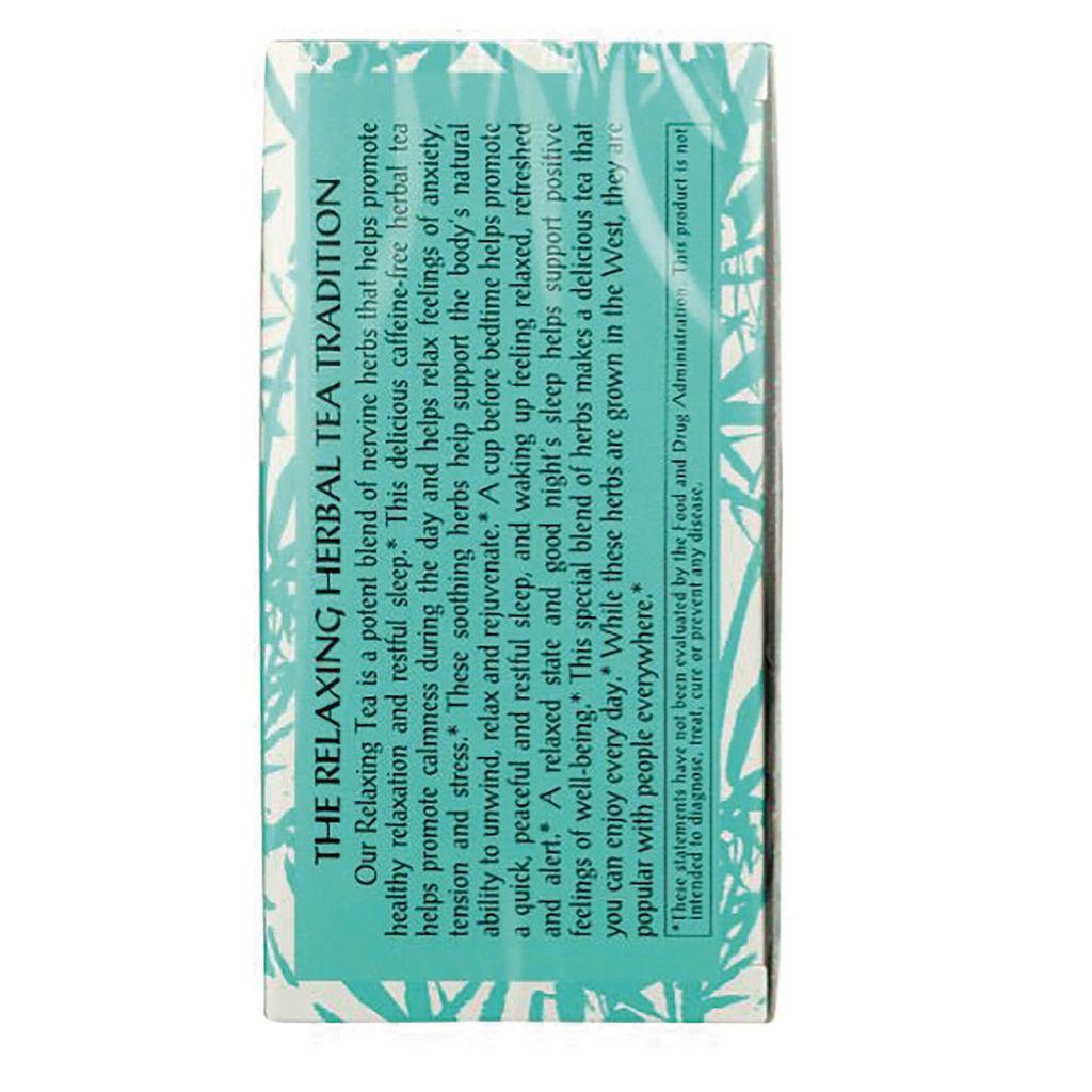 TLT006 | Back of tea box with text 'THE RELAXING HERBAL TEA TRADITION' and product details - Thumbnail