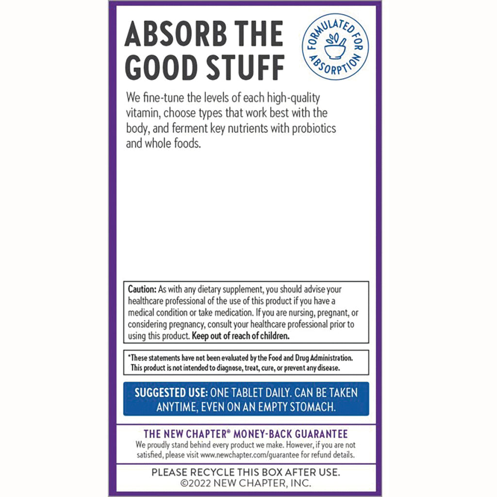NWC301 | back of supplement box reading Absorb the Good Stuff with caution statement, suggested use, and recycling info - Thumbnail