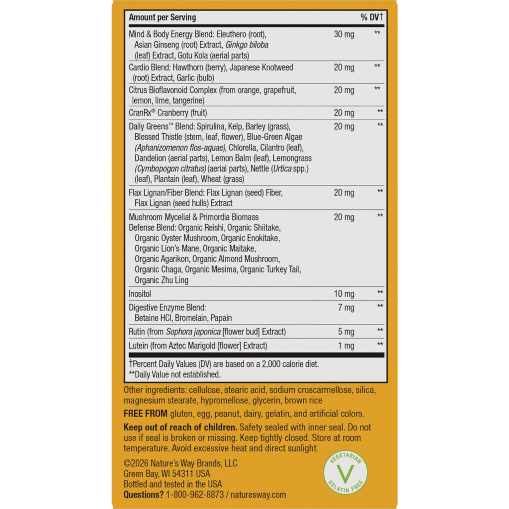 NW1077 | Supplement facts panel with ingredients, other ingredients, warnings, and vegetarian gelation-free seal - Thumbnail