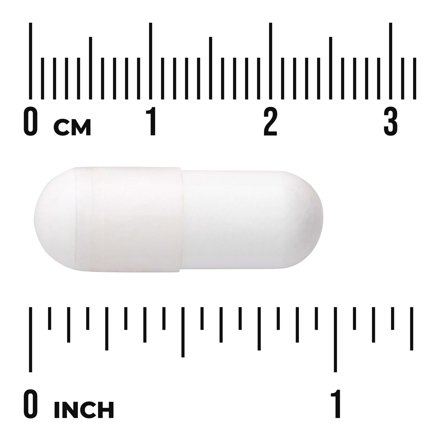 SWU452 | White capsule with size rulers in cm and inches