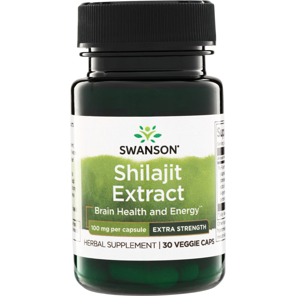 SWH214 | Swanson Shilajit Extract bottle, Extra Strength 100 mg per capsule, 30 veggie caps - Thumbnail