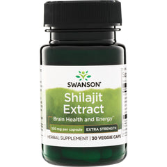 SWH214 | Swanson Shilajit Extract bottle, Extra Strength 100 mg per capsule, 30 veggie caps
