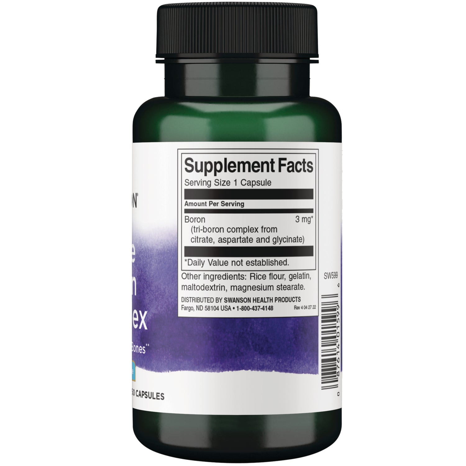 SW599 | Back label with Supplement Facts