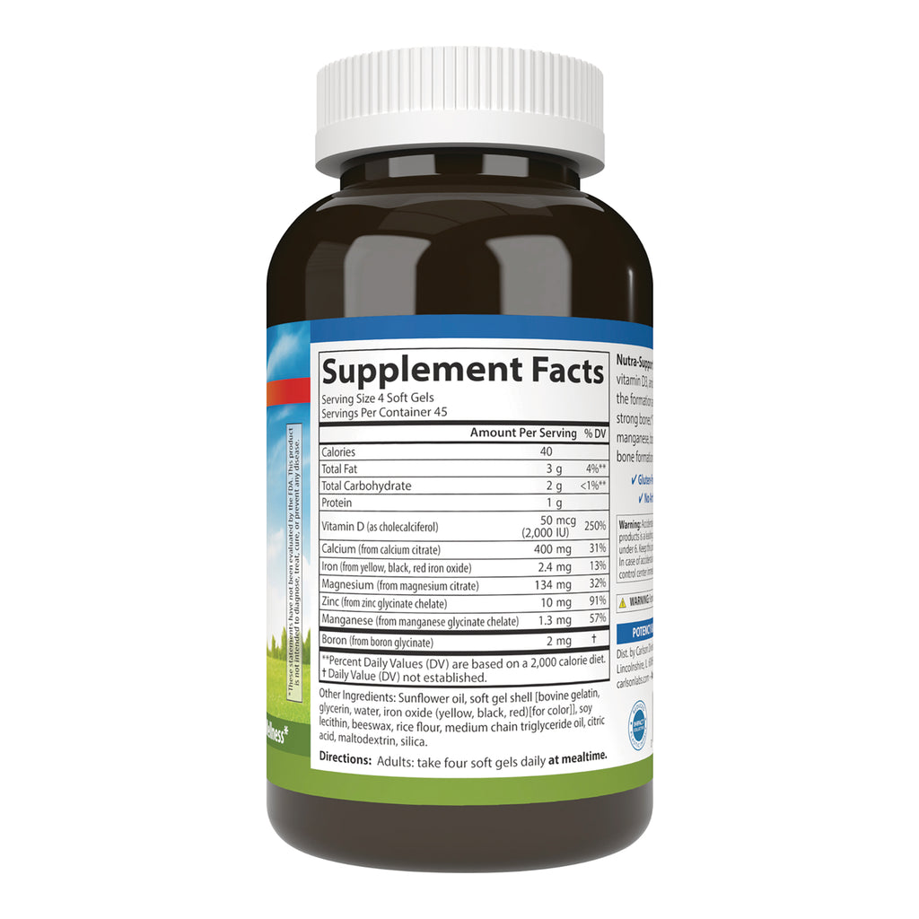 CSN337 | Brown supplement bottle back showing Supplement Facts panel, nutrition table and directions label - Thumbnail