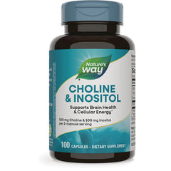 NW1048 | Nature's Way CHOLINE & INOSITOL supplement bottle front label, 100 capsules, supports brain health & cellular energy