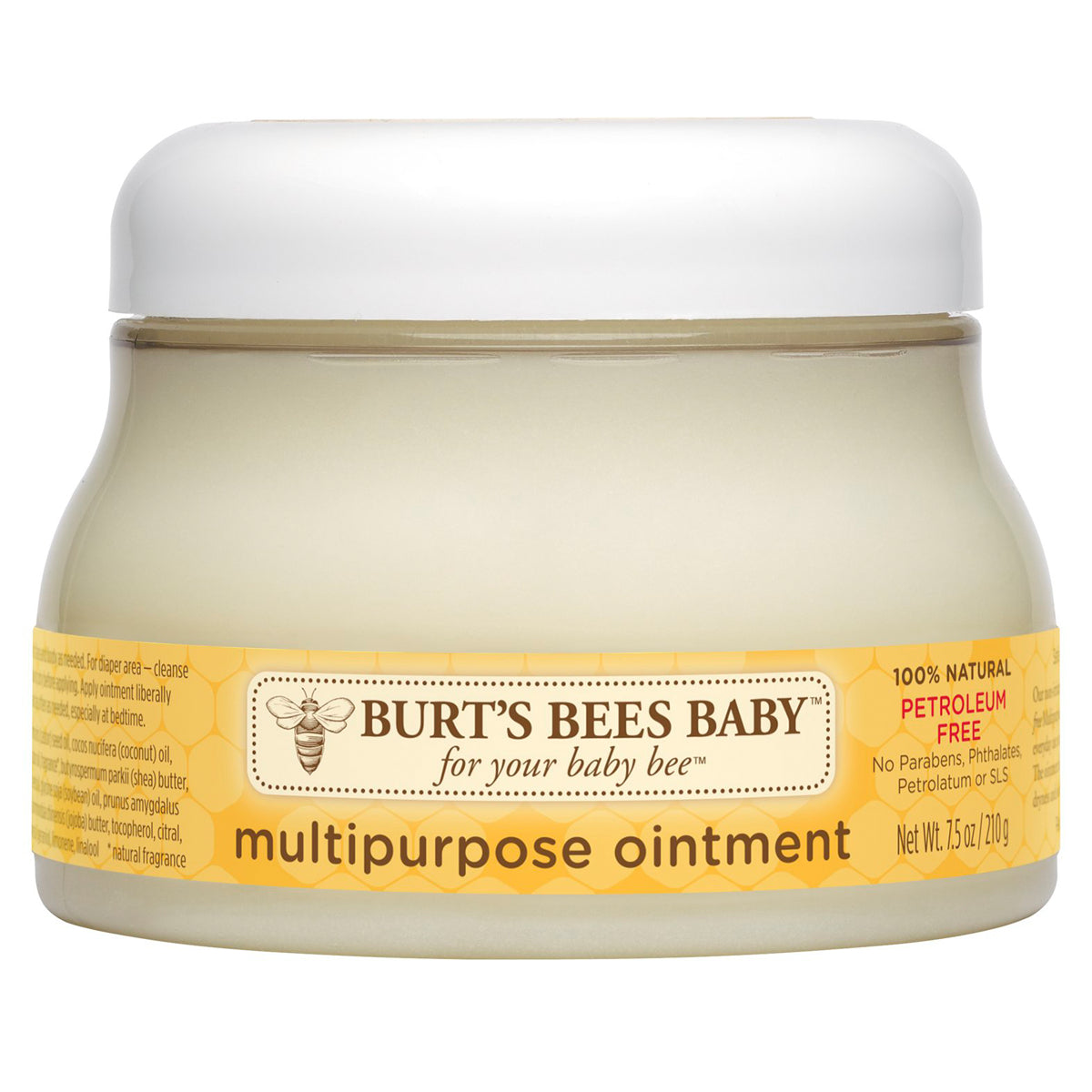 BTB222 | BURT'S BEES BABY multipurpose ointment jar with white lid and yellow label, petroleum free