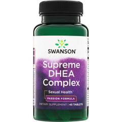 SWP004 | Swanson Supreme DHEA Complex, Sexual Health Passion Formula, dietary supplement bottle, 45 tablets