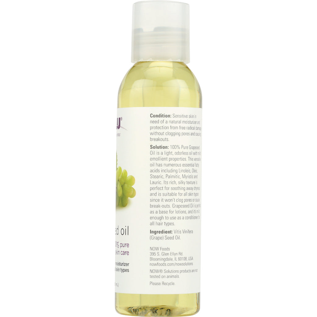 NWF610 | Back label of grapeseed oil bottle showing ingredient text Vitis Vinifera (Grape) Seed Oil and usage details - Thumbnail
