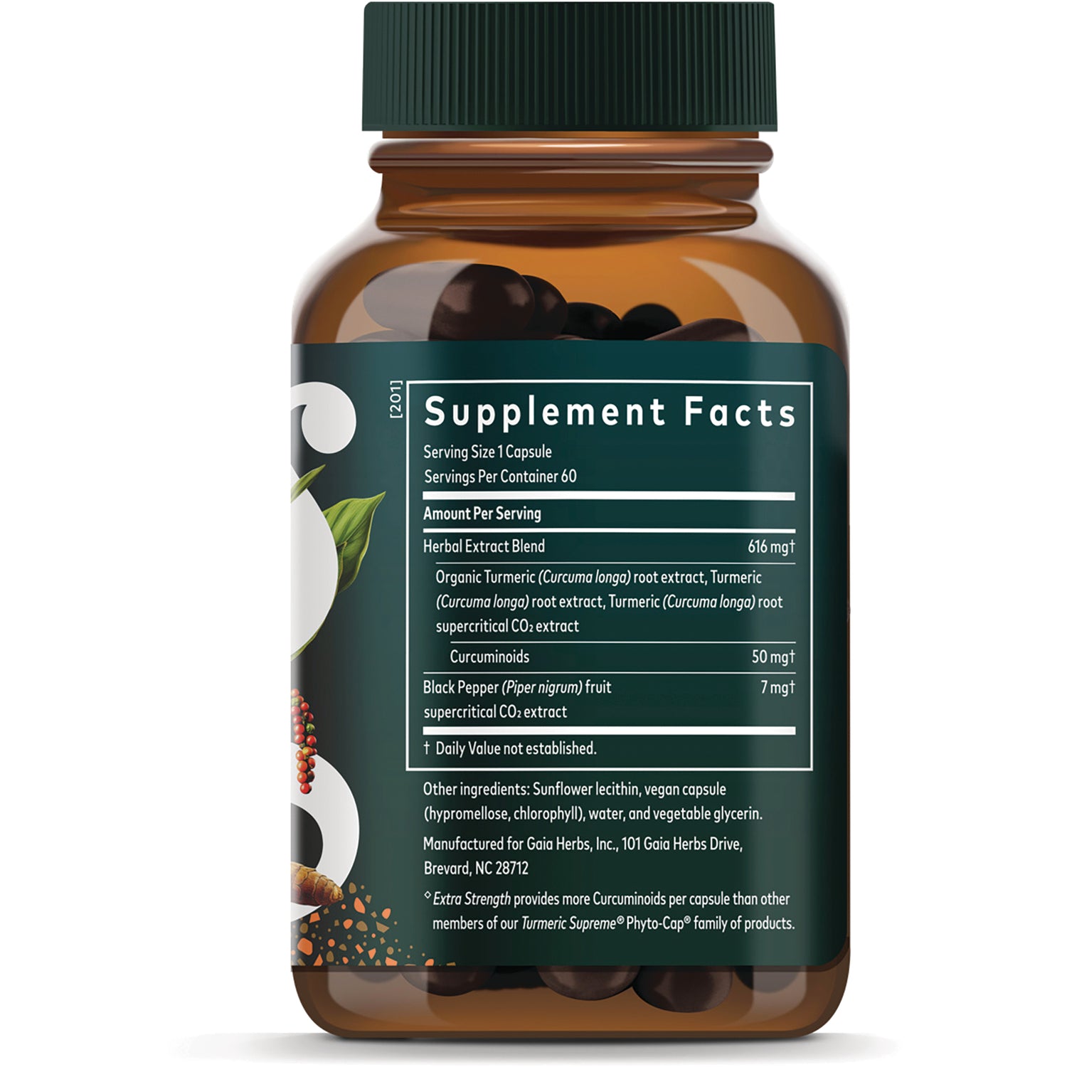 GH033 | back panel showing Supplement Facts and suggested use text on brown supplement box